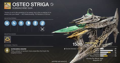 Weapons Solar weapons, Witherhoard OR Osteo Striga. . Best osteo striga roll